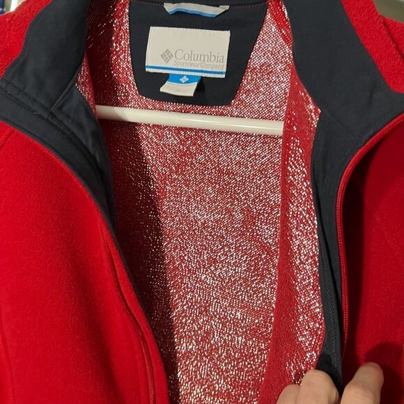 Columbia Full Zip Omni-Heat Winter Sweater Red Sparkle Insulated Men's Size S - Picture 7 of 7